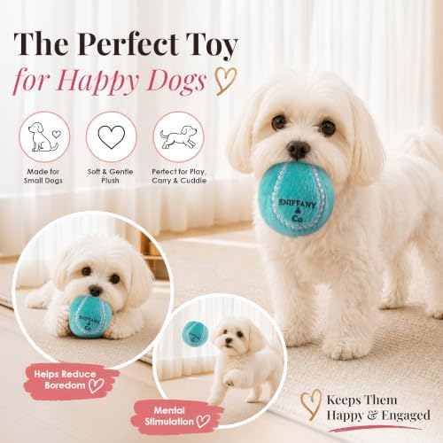 Dog Diggin Designs Sniffany & Co Plush Squeaky Dog Toy Ball | Luxury-Inspired Parody Designer Ball with Squeaker, Soft Plush Fetch Dog Toy – Prêt-à-Porter Play!