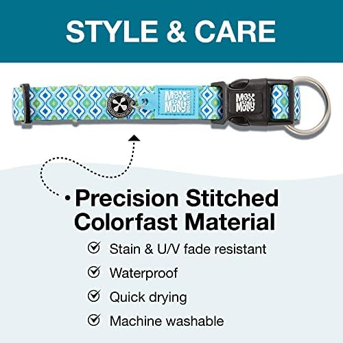 Max & Molly Urban Pets Smart ID Dog Collar - Soft Neoprene, Waterproof, Machine Washable, Power Buckle, Gotcha! QR Tag & Custom App Profile, Retro Blue L