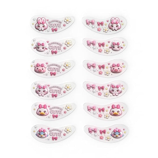BLACK WINGS Self Adhesive Silicone under Eye Pads, Reusable Moisturizing under Eye Patches for Lash Lift & Eyelash Extensions, Soft Lash Extension Tools Eye Gel Pads for Salon & Home Use (Cute Mix 6)
