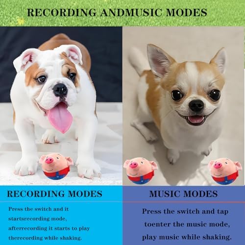 Interactive Dog Toys, Active Moving Pet Plush Toy, Squeaky Dog Ball Toy with Recording Sound, Cute Cartoon Design for Small Medium Large Dogs, Durable & Washable Interactive Plaything (Red Pig)
