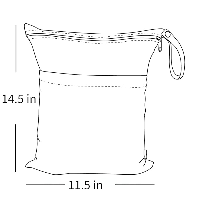 ALVA ALVABABY Wet Dry Bags for Baby Diapers, Reusable Waterproof Cloth Diaper Bag with Reinforced Zipper, 30×36cm Travel Organizer for Clothes, Swimsuits, Beach, Gym, Potty Training