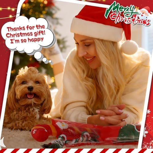 Shappy 2 Sets 8 Pcs Christmas Dog Stocking Toys with Squeaky Dog Toys, Santa Cane, Tennis Ball, Xmas Tree, Rope, Bone, Xmas Stocking Pet Set, Interactive Pet Gifts