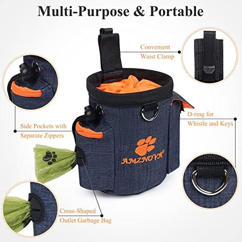 AMZNOVA Dog Treat Pouch Treatnow Dog Treat Bag, 3 Cups, Heather Navy
