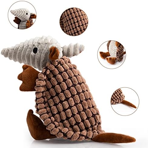 Hollypet Armadillo Squeaky Puppy Dog Toys for Small Medium Dogs, 8"