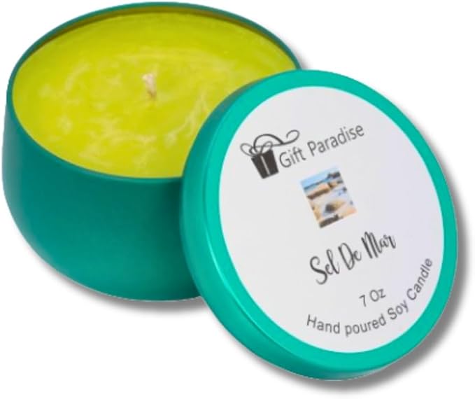 Sel de Mar Scented Candle Hand-Poured Soy Wax Candle with Fresh Ocean Breeze & Sea Salt Fragrance Long-Lasting, Eco-Friendly, Natural Vegan Candle for Relaxation and Home Décor, Sea Salt Breeze