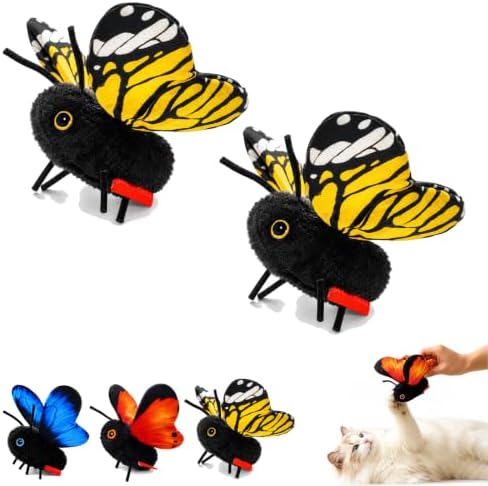 Smart Sensing Flapping Butterfly Toy Interactive Cat Teaser Toy，2pcs C