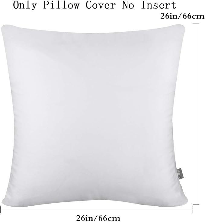 Thmyo 4-Pack 100% Cotton Comfortable Solid Decorative Throw Pillow Case Square Cushion Cover Pillowcase Sublimation Blank DIY Pillow Covers(Only Covers,Not Pillow Shams)(26x26inch/66x66cm,White)