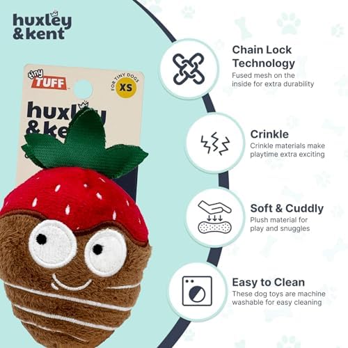 Huxley & Kent Tiny Tuff Plush Dog Toy, Chocolate Covered Strawberry