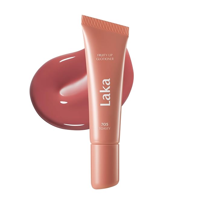 Laka Fruity Lip Glotioner, 10ml/0.33 fl.oz, Lip Gloss with High Shine Vivid Colors, Jelly tip for Hygienic & Easy Application, Plumping Conditioner, Vegan, K-Beauty (#705 Toasty)