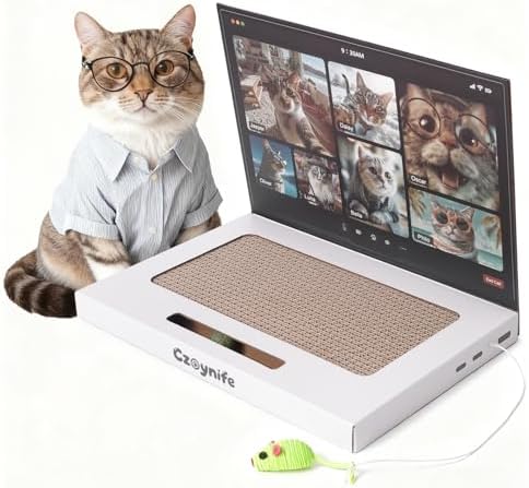 Cat Laptop Scratcher, Cat Scratcher Cardboard, Interactive Toys, Kitten Supplies and Stuff for Indoor Cats