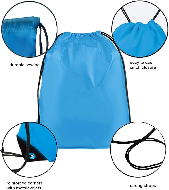 Drawstring Backpack Bulk 40Pcs Draw String Backpack Bags DIY Gym Sports Traveling Yoga Cinch Bag Sackpack Drawstring (sky blue light blue)