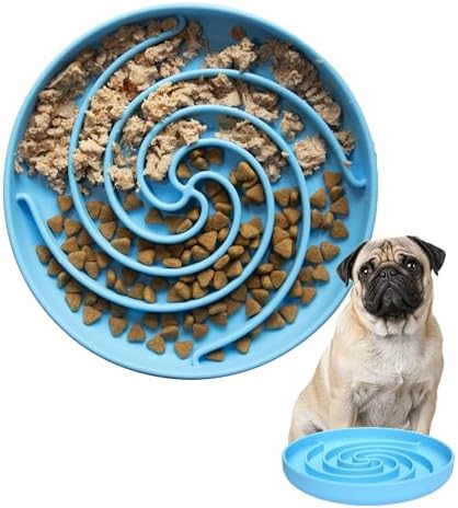 Bifeaw Slow Feeder Dog Bowls, Dishwasher Microwave Safe Silicone Puppy Puzzle Bowl with Non-Slip Design for Eating (Sky Blue)