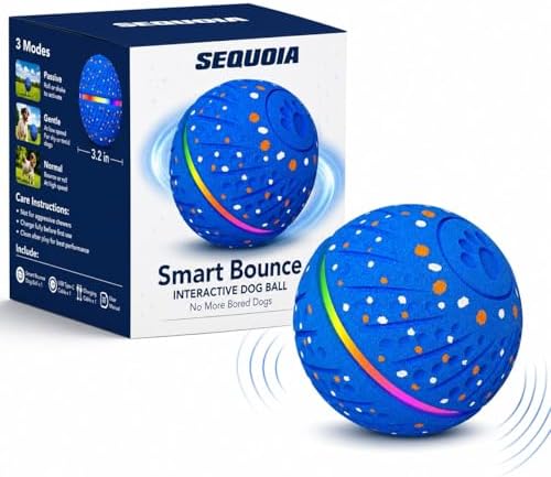 Blue Smart Interactive Dog Ball Toy for Small Medium Large Dogs – Automatic Rolling & Bouncing Ball with RGB Lights, E-TPU Chew Resistant Dog Toy for Indoor Play & Boredom Relief