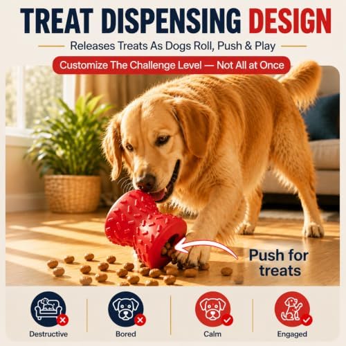 Treat Dispensing Dog Toy, Puzzle Toy for Small & Medium Dogs, Slow Feeder