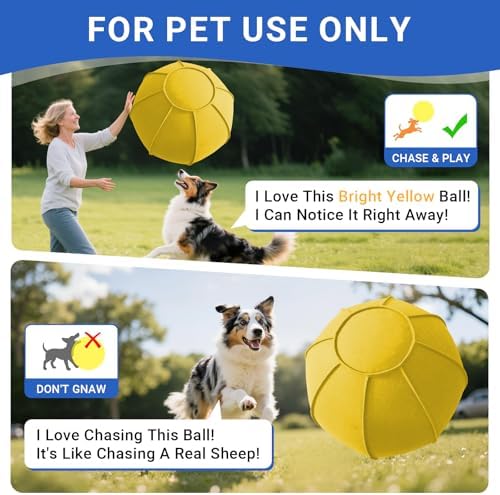 Herding Ball Toy for Dogs and Horses, 25" Thickened Durable Herding Ball Set for Australian Shepherd, Interactive Dog Train Toys for Large Breeds Outdoor, for Pet Use Only (Light Yellow,L)