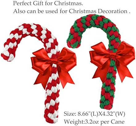 Candy Cane Rope Toy,Puppy Chew Dog Toys Interactive and Cotton Rope Toys and Christmas Decoration, Puppy Pet Play Chew and Training Toy for Medium&Large Dog Pet Teeth Cleaning