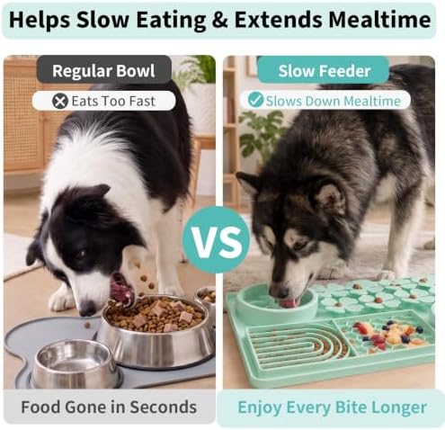 MewaJump Slow Feeder Bowl, 4 in 1 Silicone Lick Mat with Suction Cups for Dog Cat, Snuffle Mat for Pet Smell Training, Puzzle Toys Interactive Sniff Mat for Slow Eating