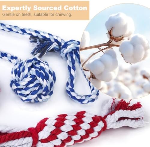 Depets Dog Rope Toys for Small Dogs, 4-Pack Durable Puppy Rope Chew Toys for Teething, Puppy Tug of War Interactive Toy, Washable Knot Dog Toy for Dental Care & Anxiety Relief