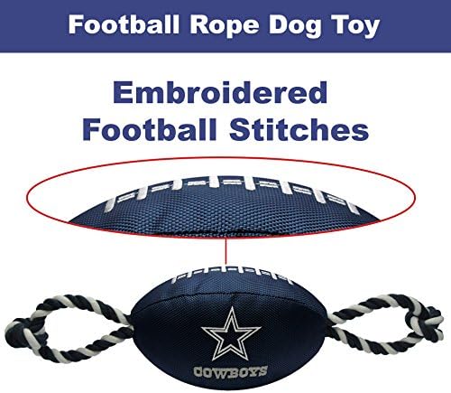 Pets First NFL Dallas Cowboys Football Dog Toy, Tough Quality Nylon Materials, Strong Pull Ropes, Inner Squeaker, NFL Team Color