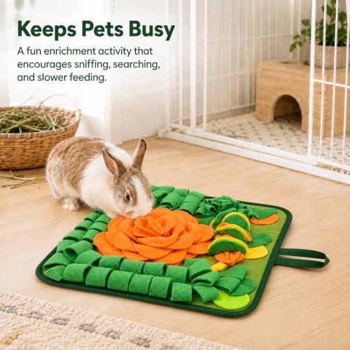 Rabbit Foraging Mat, Interactive Feed Game for Small Animals Toy, 17x17inch