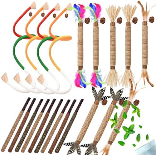 Cat Toys 21PCS Mix Catnip Chew Rope Silvervine Stick for Indoor Cat