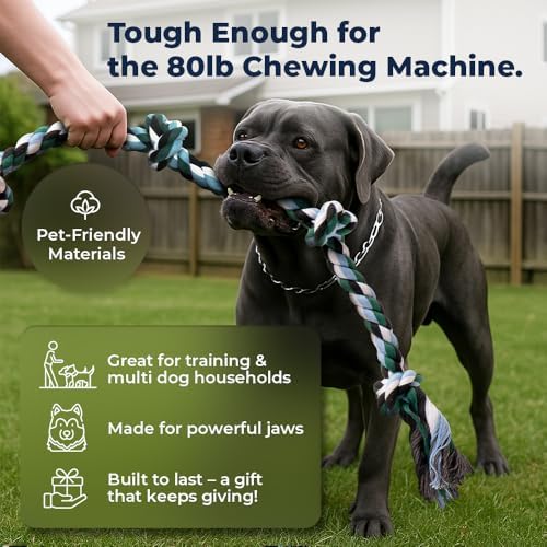 Pacific Pups Products Giant Dog Rope Toy for XL Dog, 42", Green/Red, 2 Pack