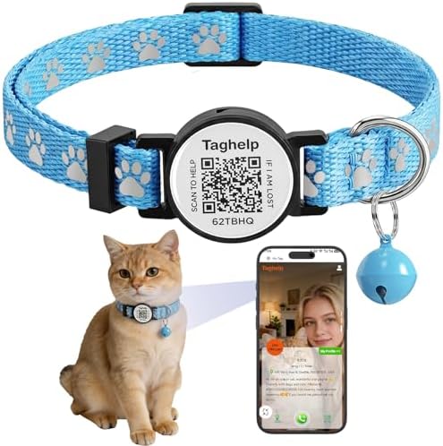Cat Collar Breakaway with QR Code Name Tag, Reflective Kitten Collars with Bell, Cat ID Tag Personalized, Ultra-Durable, Adjustable, Quick Release, Fits Most Girl Boy Small Large Cats