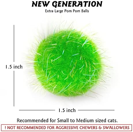 20PCS 1.5INCH Extra Large Cat's Favorite Chase Glitter Ball Toy