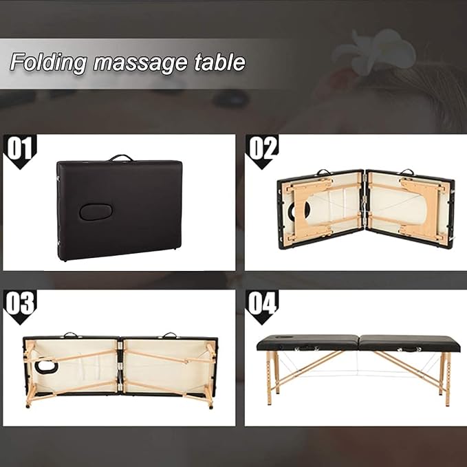BestMassage Massage Bed Portable Massage Table 2 Folding Lash Bed Height Adjustable 28 Inch Wide Spa Table PU Leather with Non-Woven Bag for Spa Footmassage Facial CareSpa Tattoo