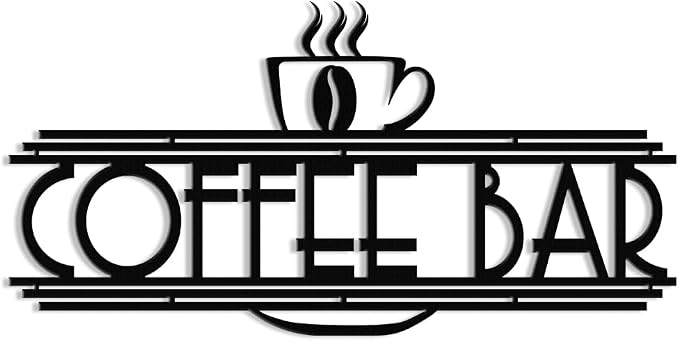 XORT Coffee Sign Metal Wall Decor, Coffee Bar Metal Wall Art, Black Metal Coffee and Tea Bar Wall Hanging for Kitchen Decor Accessories 16 x 8 Inch