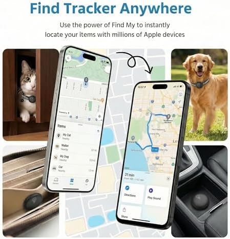 GPS Pet Tracker for Dogs & Cats, Smart Collar with Real-Time Location | No Monthly Fee, Activity Monitoring, Adjustable Reflection Strap, Find My Compatible, Lightweight Wear, Plug And Play