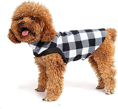 Plaid Cat Sweater - Pet Clothes Cat Puppy Vest Warm Fleece Hoodie for Cats, Fall and Cold Winter Coat Pullover Design, Buffalo Checked Sweatshirt Clothing Also for Small Dogs