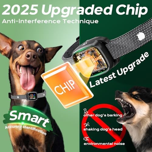 Dog Bark Collar for Large Medium Small Dogs, Smart Rechargeable Barking Collar with 5-Level Sensitivity, 3 Beep & Vibration Modes, Waterproof
