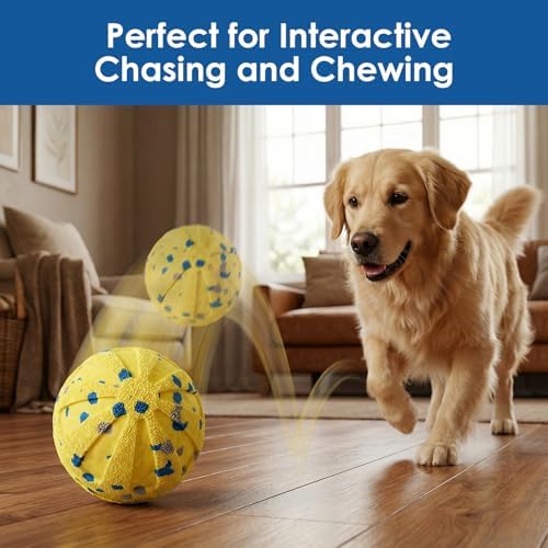 Interactive Dog Toy Ball for Medium Large Dogs, Automatic Moving & Bouncing Dog Ball, Rechargeable Waterproof Dog Enrichment Toy for Aggressive Chewers Indoor Outdoor Play(Blue)