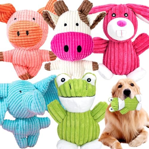 MRSOHRET Dog Toys Squeak, Tough Plush Puppy Chew Toy for Aggressive Chewers