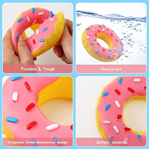Leitee 3 Pcs Rubber Doughnut Dog Toy with Squeakers 5.3 Inch,Doughnut