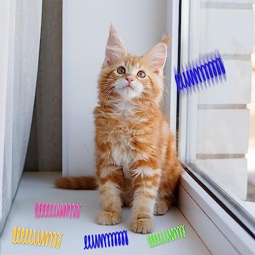 Andiker Spiral Cat Toy, 20pcs Interactive Elastic and Durable Coil Spring Toy for Indoor Cats, Relieves Boredom and Anxiety