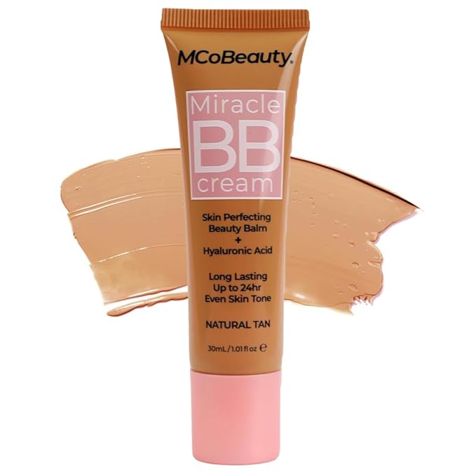 MCoBeauty - Miracle BB Cream - Primes and Tints - Everyday Skin Tone Balancing Face - Contains Hyaluronic Acid and Glycerin - Cream Natural Tan Shade