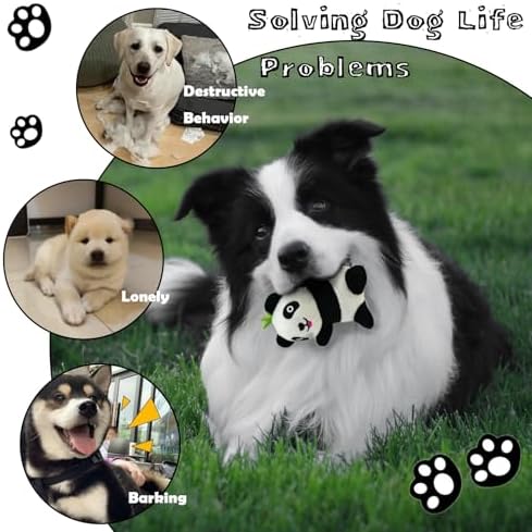 Hide and Seek Dog Toys, Interactive Squeaky Plush Puzzle Puppy Chew Toy to Keep Them Busy for Small Medium Large Dogs(Bamboo Hideaway with 5 Pack Panda)