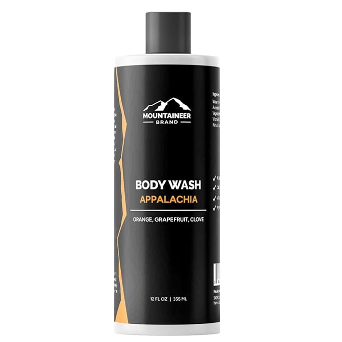 Mountaineer Brand Body Wash for Men | 100% Natural Body Shampoo | Thick Cleaning Softening Hydrate Lather for Hair and Skin |12oz (Appalachia)