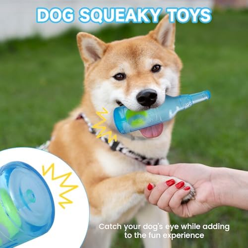 Water Bottle Dog Toy,Dog Toys for Aggressive Chewers,Water Bottle with Tennis Ball,Suitable for Small and Medium Pets to Exercise Outdoors(Blue)