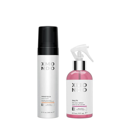 XMONDO Wave Foam & Salty Sea Spray Bundle (6 Fl Oz) - Vegan Anti-Frizz Formulas for Waves, Texture, and Shine, 2pc Set