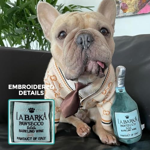 Haute Diggity Dog LaBarka Pawsecco Plush Dog Toy, Wine Parody Chew Toys