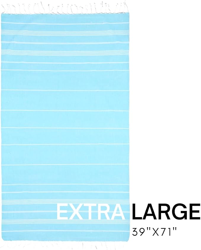 BAY LAUREL Turkish Beach Towel with Travel Bag 39 x 71 Quick Dry Sand Free Lightweight Large Oversized Towels Light
