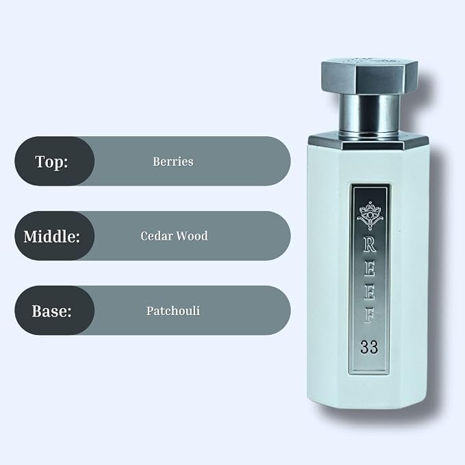 Reef 33 White Arabian Perfume For Men 100ML (3.4 OZ) Fragrance Of Leather, Oud & Pineapple Long Lasting Eau De Parfum Men & Luxurious Scent With Berries & Oud Notes