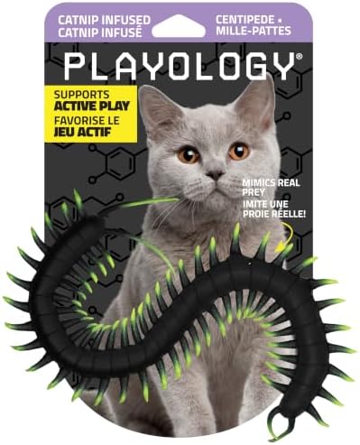 Playology Cat Toys - Catnip Infused Centipede Cat Toy for Chase and Pounce