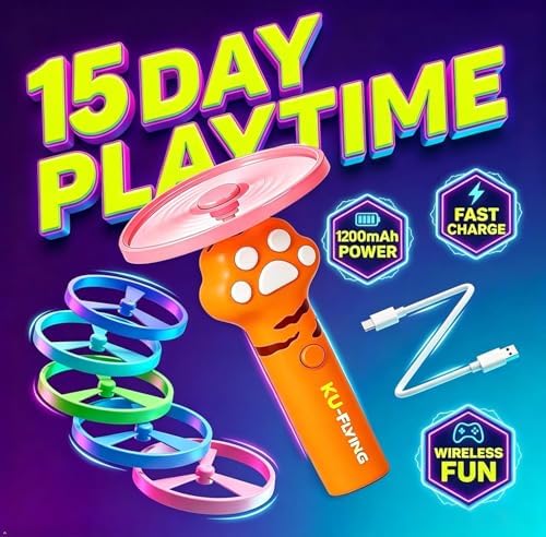 Cat Fetch Toy Automatic Disc Launcher 6 Discs USB-C Yellow