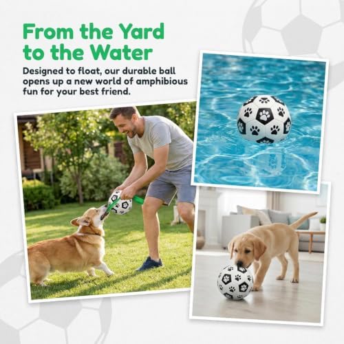 Dog Toys, Dog Soccer Ball with Straps for World Cup, Interactive Dog Balls for Small Breed, Dog Birthday, Herding Ball, Durable Toy for Puppy Outdoor Play (5 Inch)