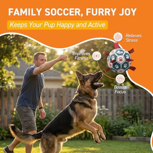 QDAN Large Dog Soccer Ball with Straps, 9 Inch Big Balls for >90 lbs Dogs