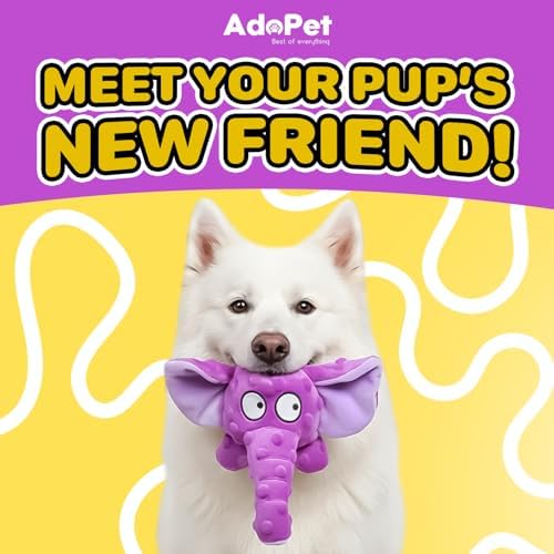 Purple Elephant Squeaky Pet Toy – 11.6 Inch Plush Dog Toy with Squeaker and Crinkle Paper, Soft Fabric, Interactive Chew Toy for Small and Medium Dogs